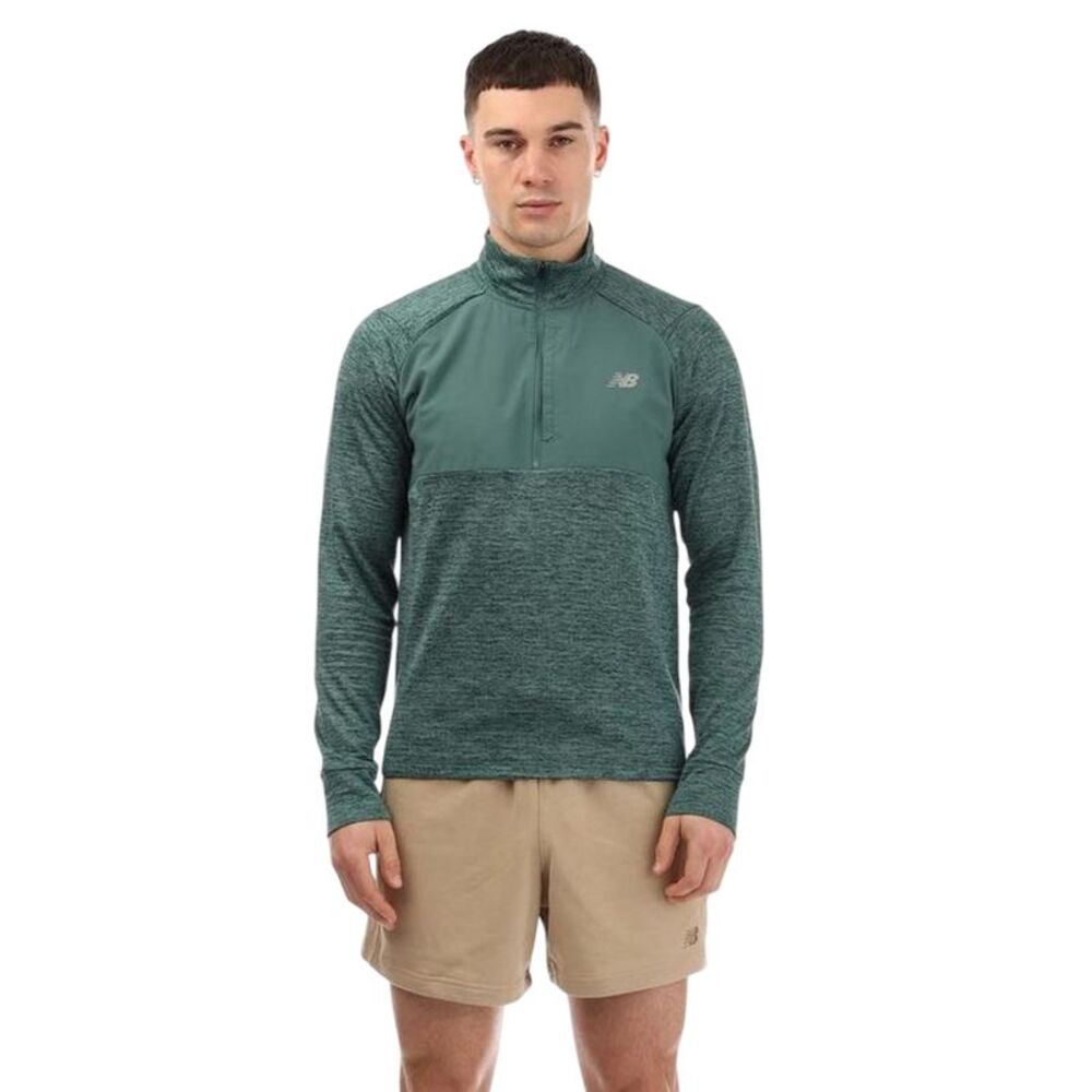 New Balance Mens Heat Grid Half Zip Athletic Top / Green